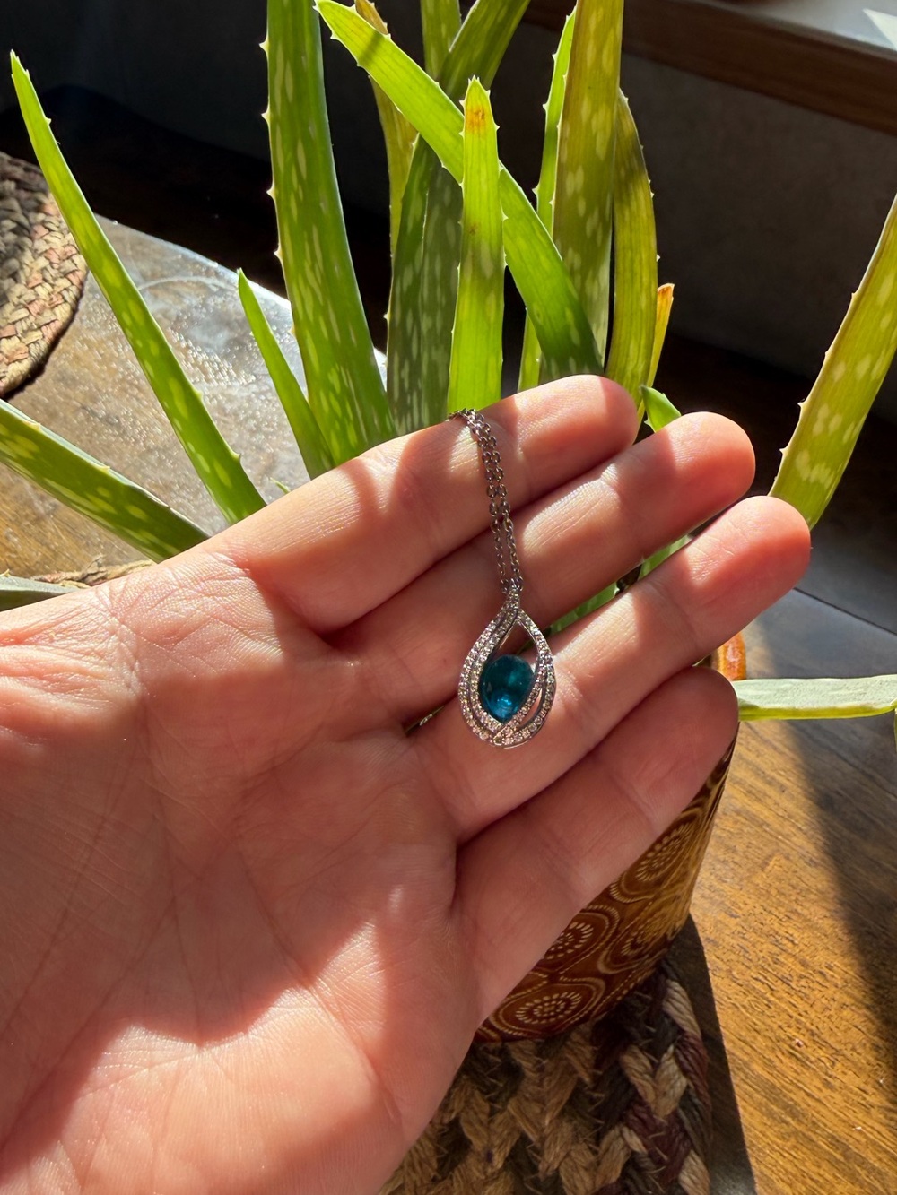 Bright Blue Stone Necklace (Topaz?)